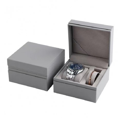Business light luxury watch box PU leather black jewelry packaging box watch jewelry set gift box