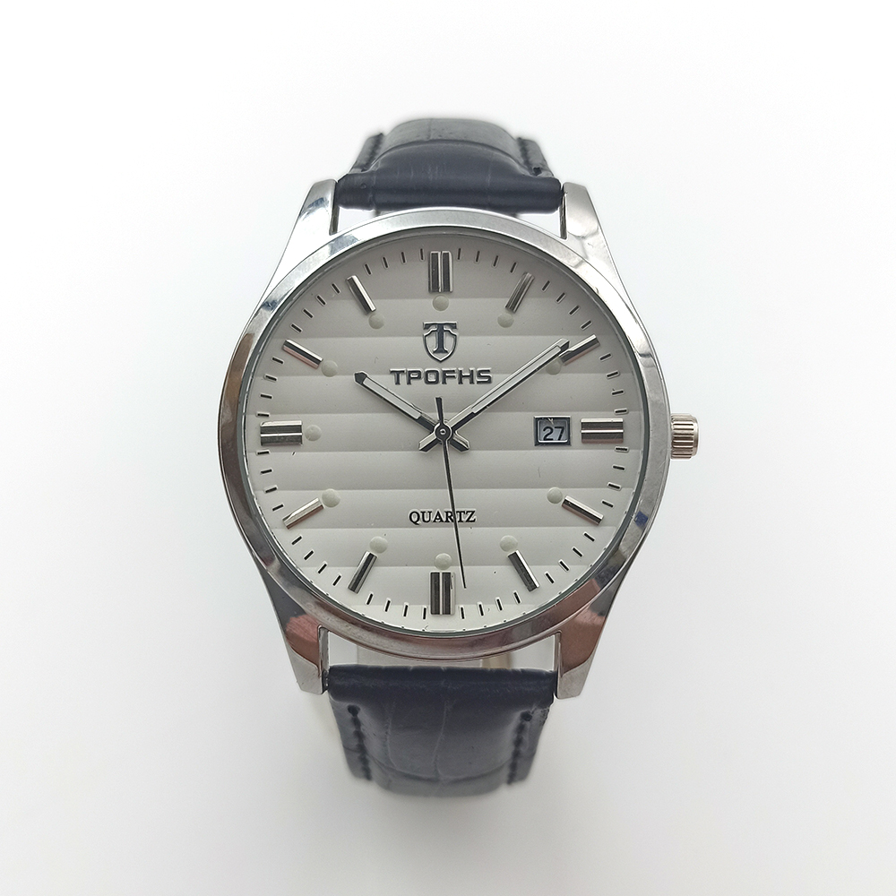 Life waterproof couple watch with calendar Luminous 3D stripe steel band quartz watch PT-006