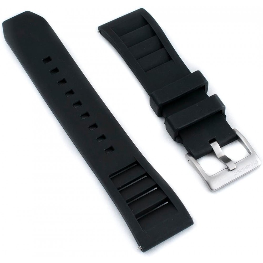 Rubber strap 24 mm black with black Pre-V buckle