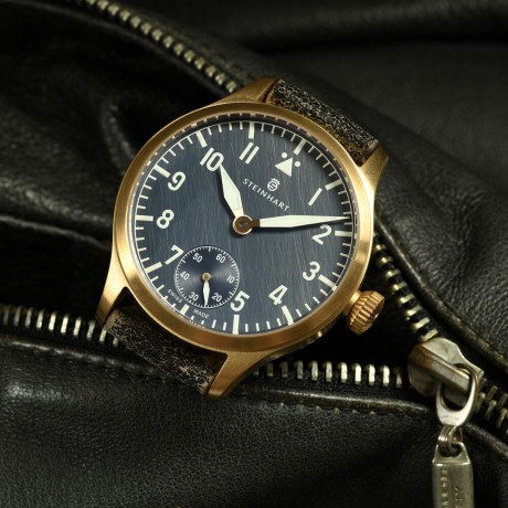 Nav. B-Uhr 42 Handaufzug Bronze blue antique