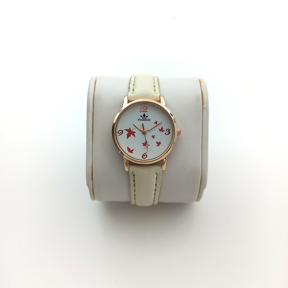 Maple Leaf Pattern Casual Simple Leather Strap Ladies Watch TT-263334