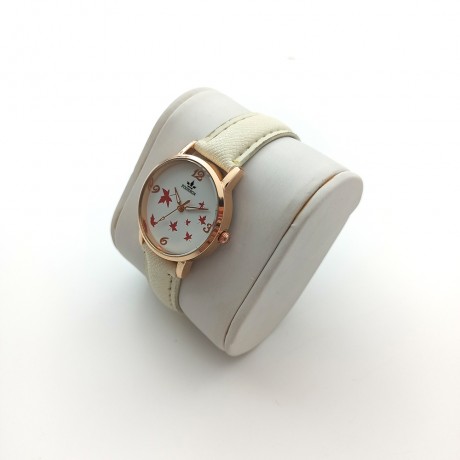 Maple Leaf Pattern Casual Simple Leather Strap Ladies Watch TT-263334