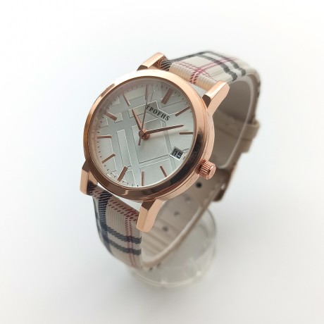 British Plaid Watch Femininity Fashion Belt Stitching Calendar Ladies Watch PT-007