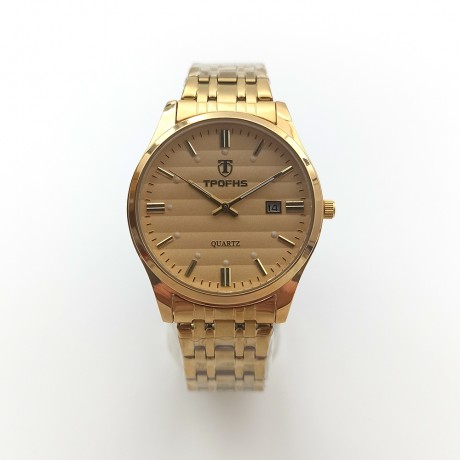 New Life Waterproof Couple Watch with Calendar Luminous 3D Striped Steel Band Quartz Watch PT-021