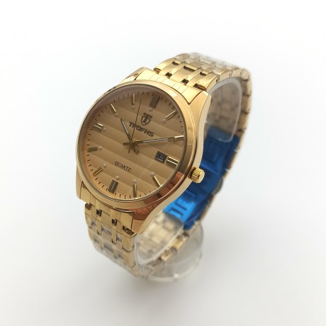 New Life Waterproof Couple Watch with Calendar Luminous 3D Striped Steel Band Quartz Watch PT-021