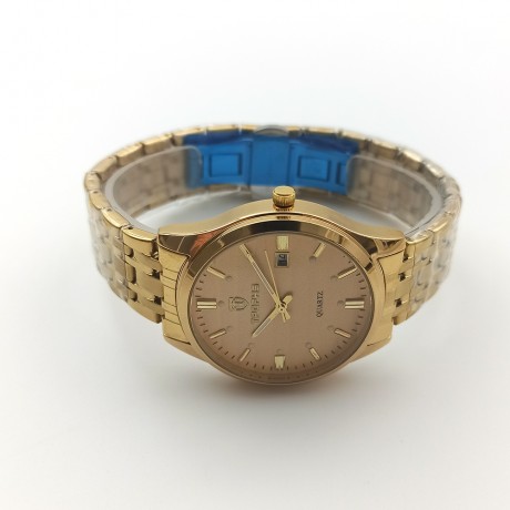 New Life Waterproof Couple Watch with Calendar Luminous 3D Striped Steel Band Quartz Watch PT-021