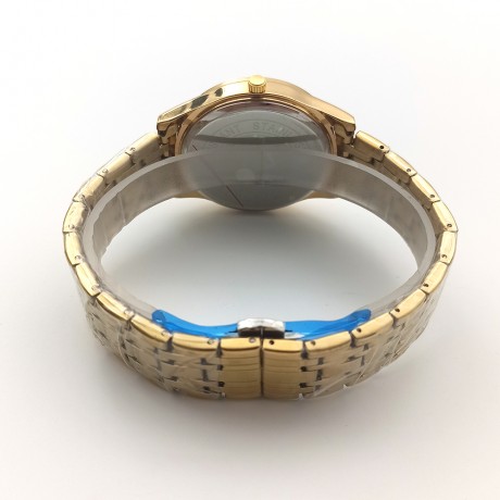 New Life Waterproof Couple Watch with Calendar Luminous 3D Striped Steel Band Quartz Watch PT-021
