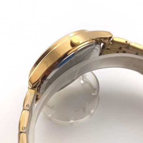 New Life Waterproof Couple Watch with Calendar Luminous 3D Striped Steel Band Quartz Watch PT-021