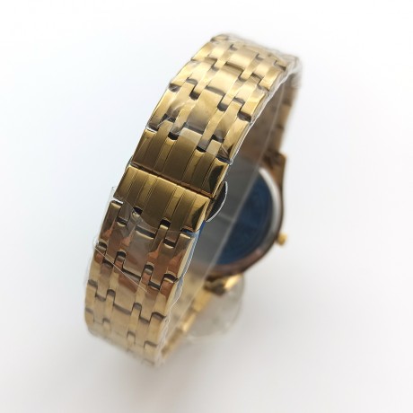 New Life Waterproof Couple Watch with Calendar Luminous 3D Striped Steel Band Quartz Watch PT-021