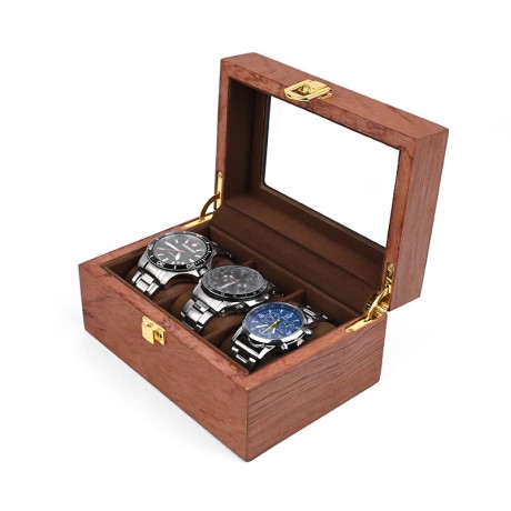 New walnut 3-position watch box retro wooden watch storage box display wooden box