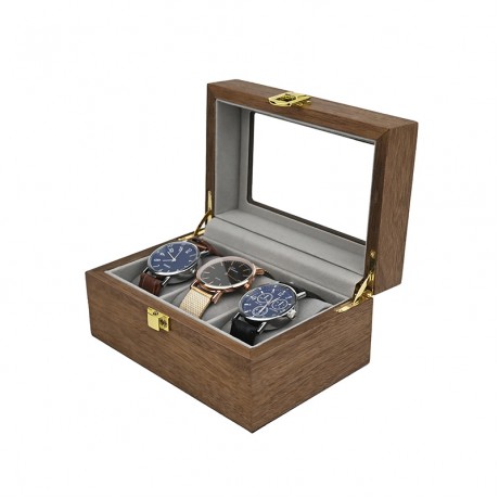 New walnut 3-position watch box retro wooden watch storage box display wooden box