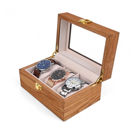 New walnut 3-position watch box retro wooden watch storage box display wooden box