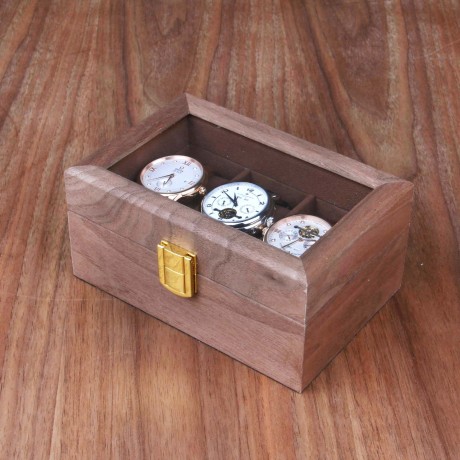 New walnut 3-position watch box retro wooden watch storage box display wooden box