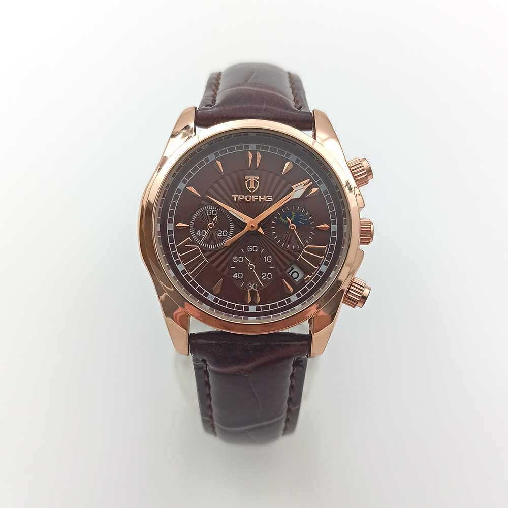 Waterproof couple watch decoration three eyes with calendar belt quartz watch PT-019