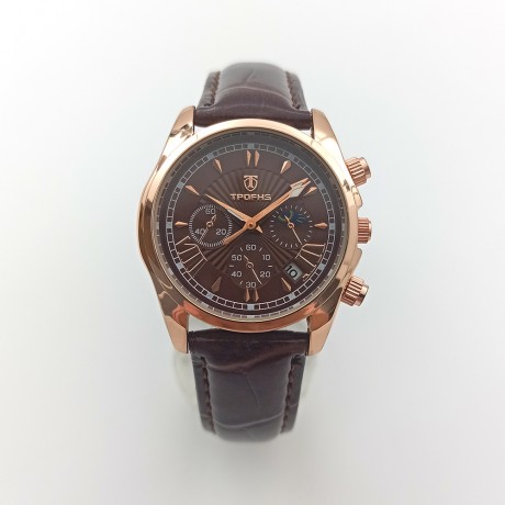 Waterproof couple watch decoration three eyes with calendar belt quartz watch PT-019