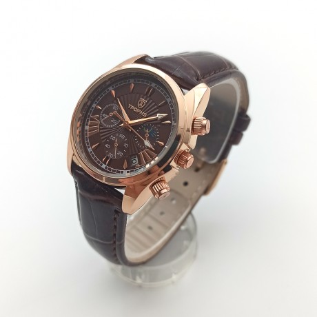 Waterproof couple watch decoration three eyes with calendar belt quartz watch PT-019