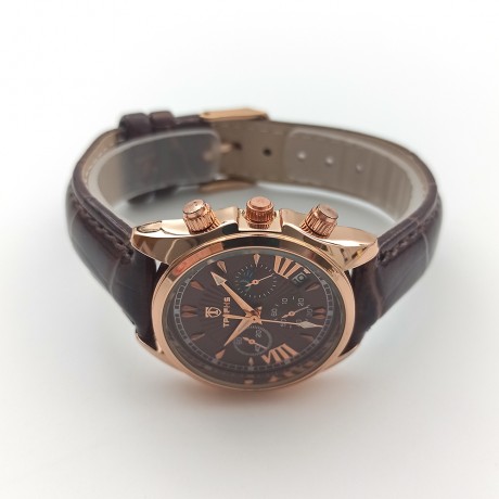 Waterproof couple watch decoration three eyes with calendar belt quartz watch PT-019